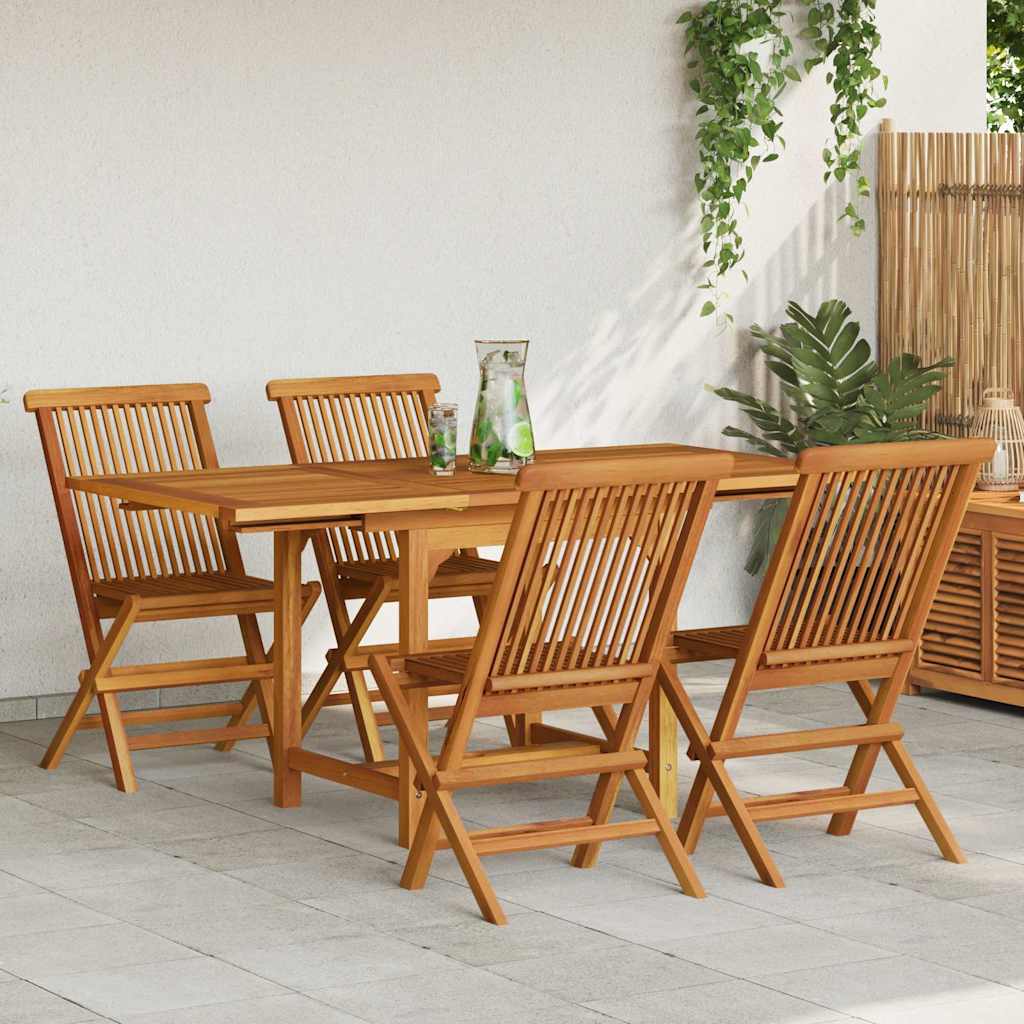 Set da Pranzo da Giardino 5 pz in Legno Massello di Teak