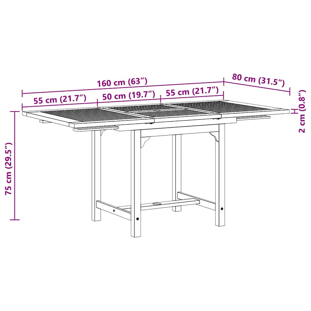Set da Pranzo da Giardino 5 pz in Legno Massello di Teak