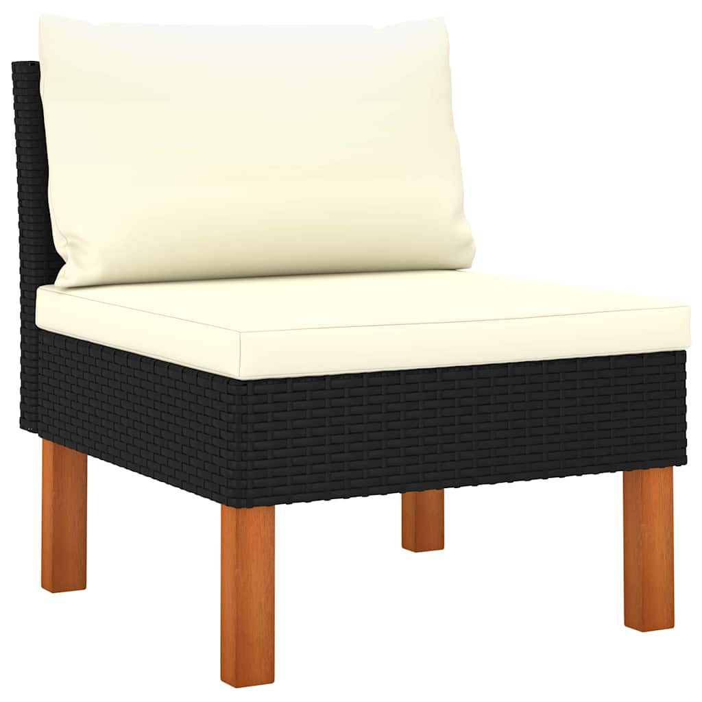 Set Divani da Giardino 8 pz con Cuscini in Polyrattan Nero