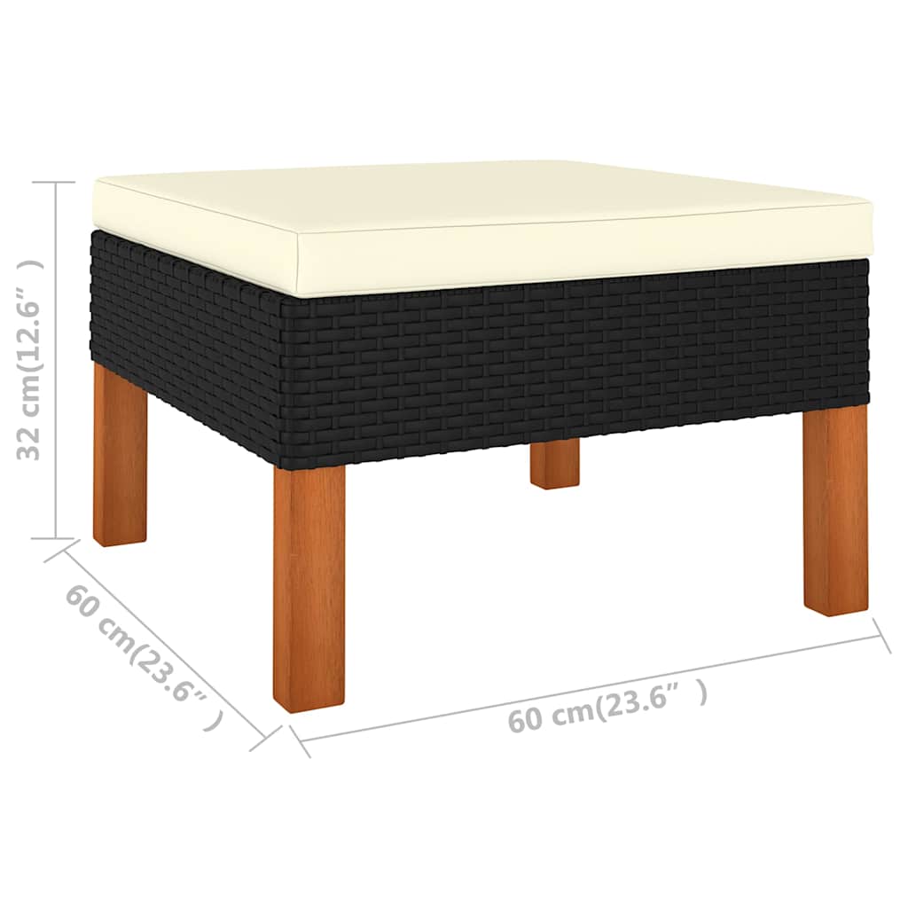 Set Divani da Giardino 8 pz con Cuscini in Polyrattan Nero