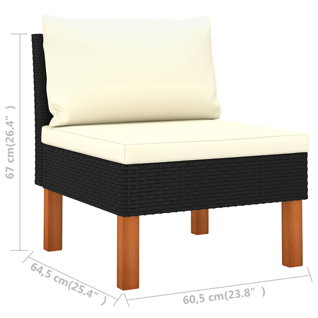 Set Divani da Giardino 8 pz con Cuscini in Polyrattan Nero