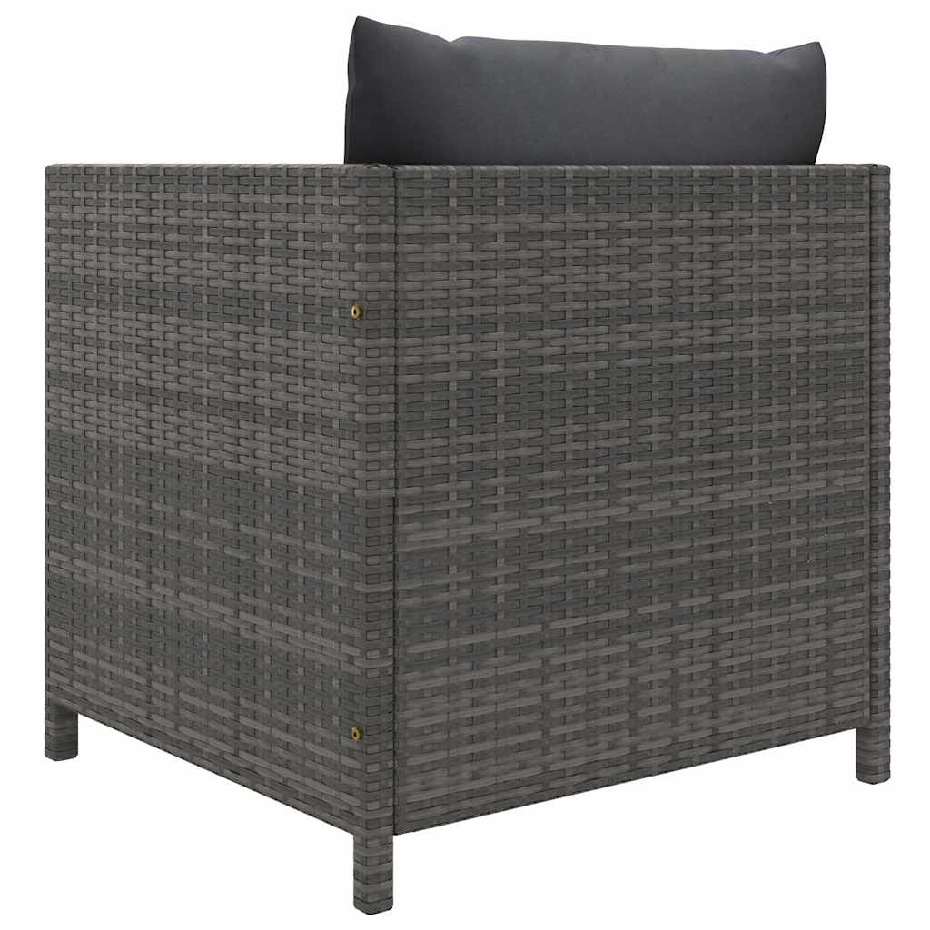 Set Divani da Giardino 8 pz con Cuscini in Polyrattan Grigio