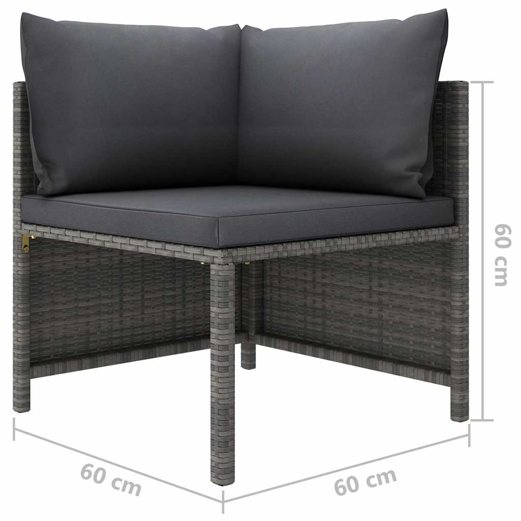 Set Divani da Giardino 8 pz con Cuscini in Polyrattan Grigio
