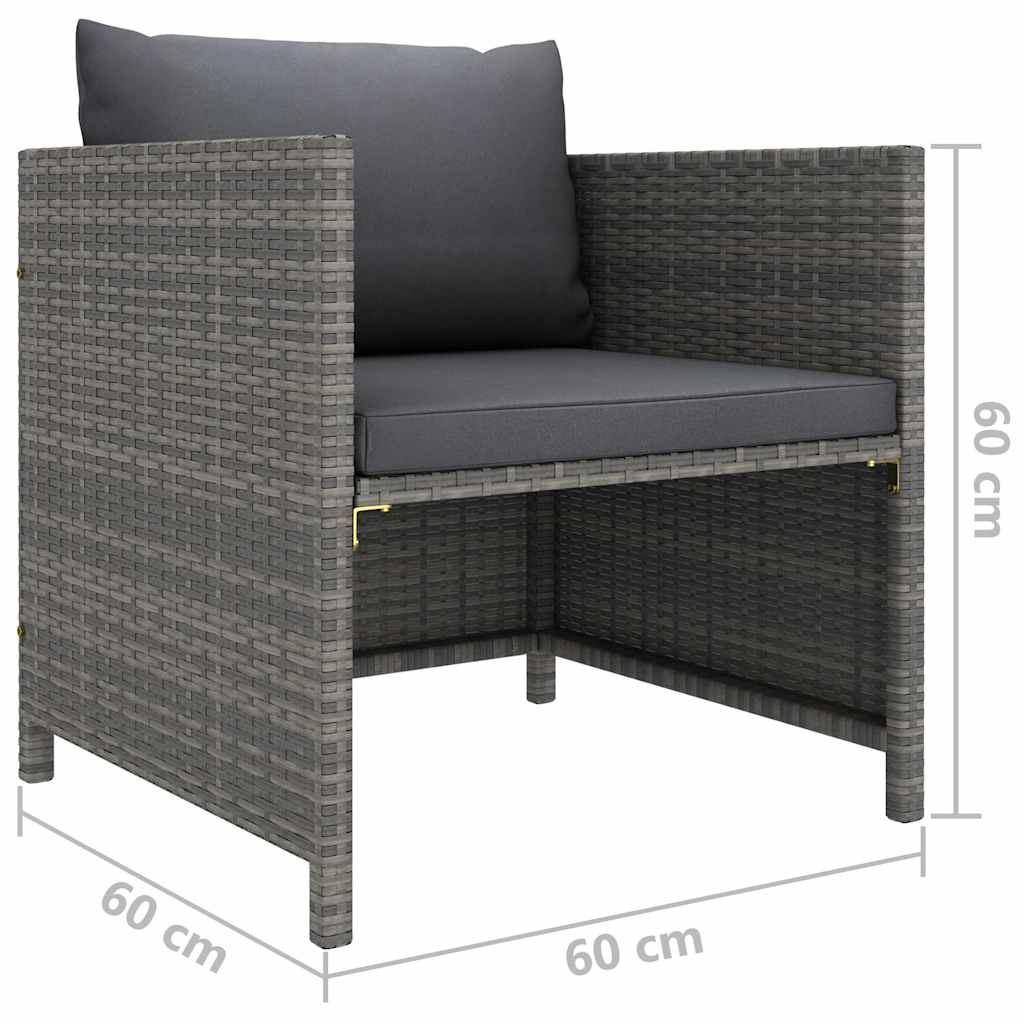 Set Divani da Giardino 8 pz con Cuscini in Polyrattan Grigio