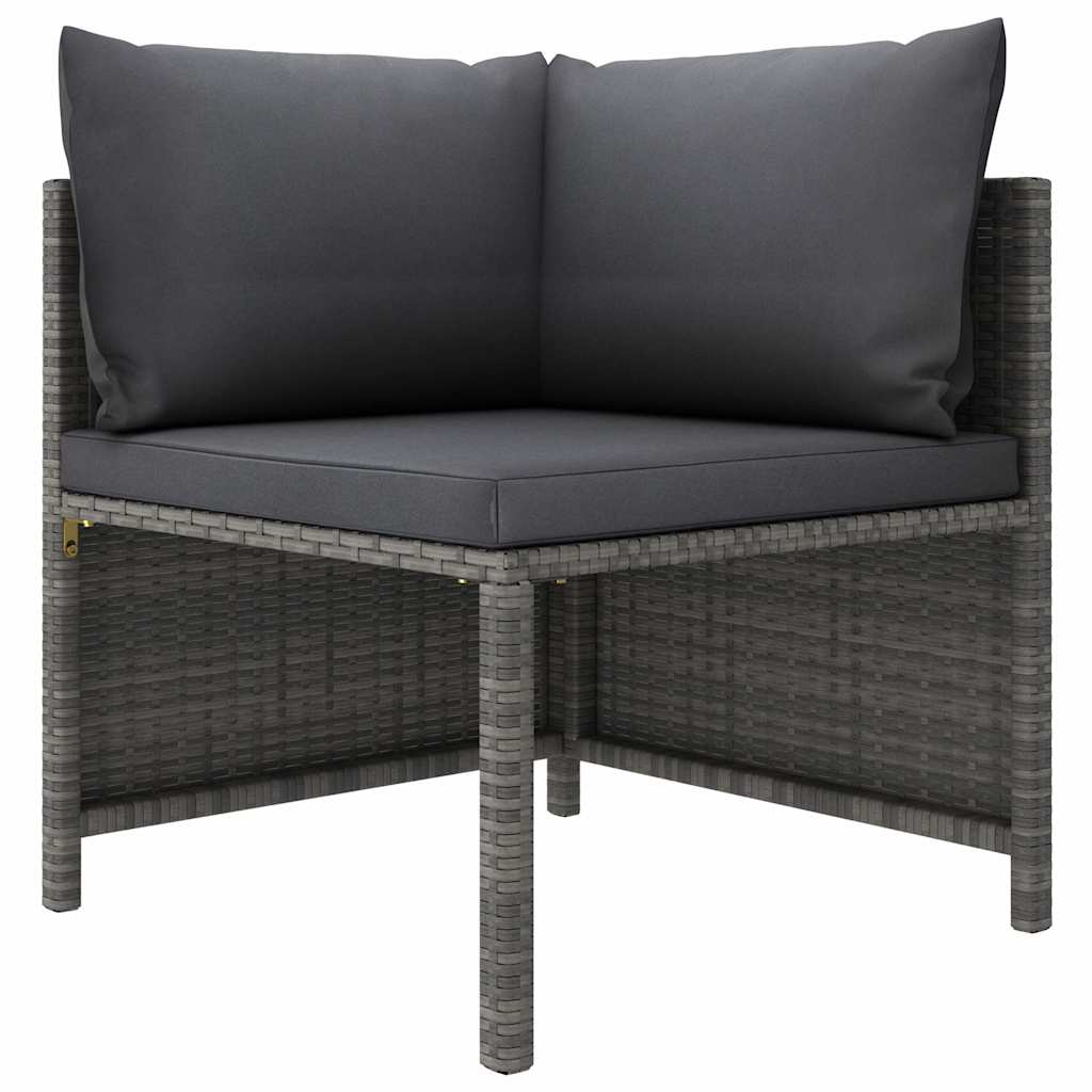 Set Divani da Giardino 8 pz con Cuscini in Polyrattan Grigio