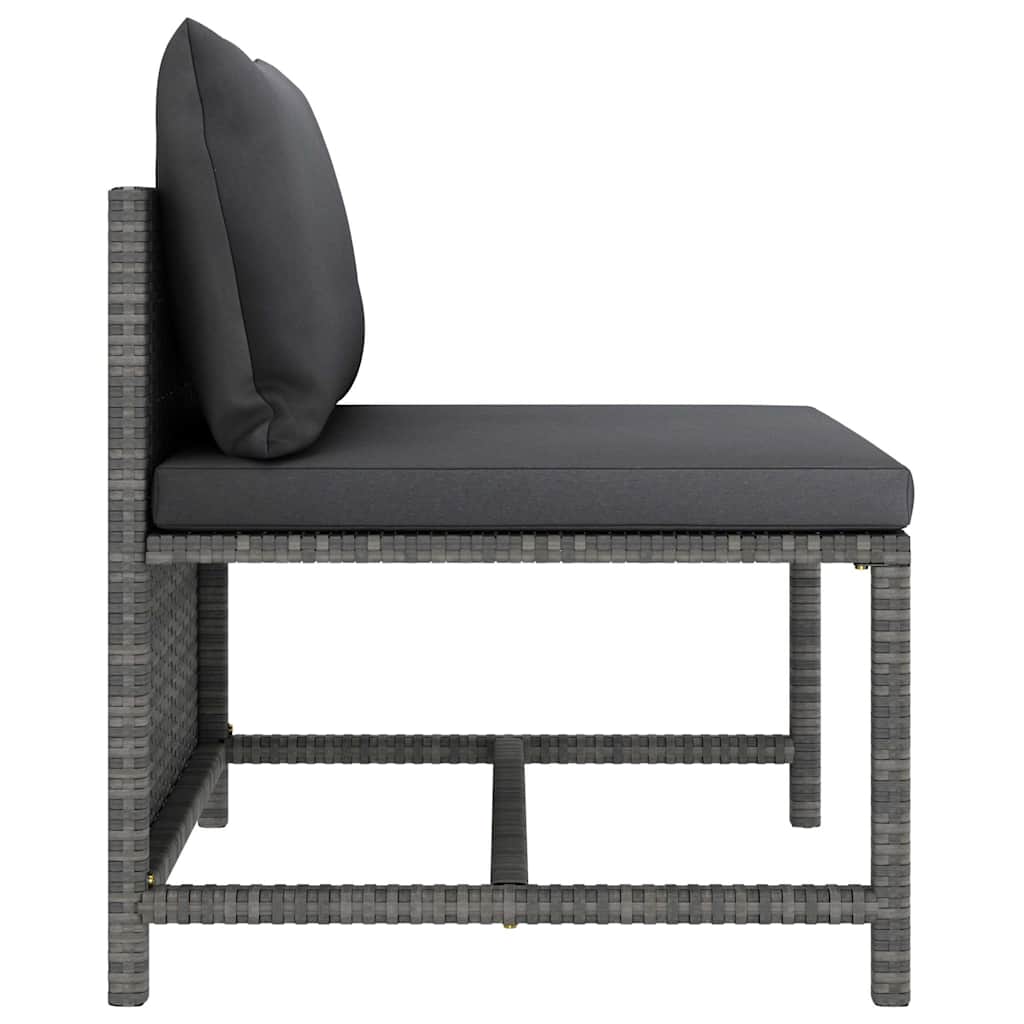 Set Divani da Giardino 8 pz con Cuscini in Polyrattan Grigio