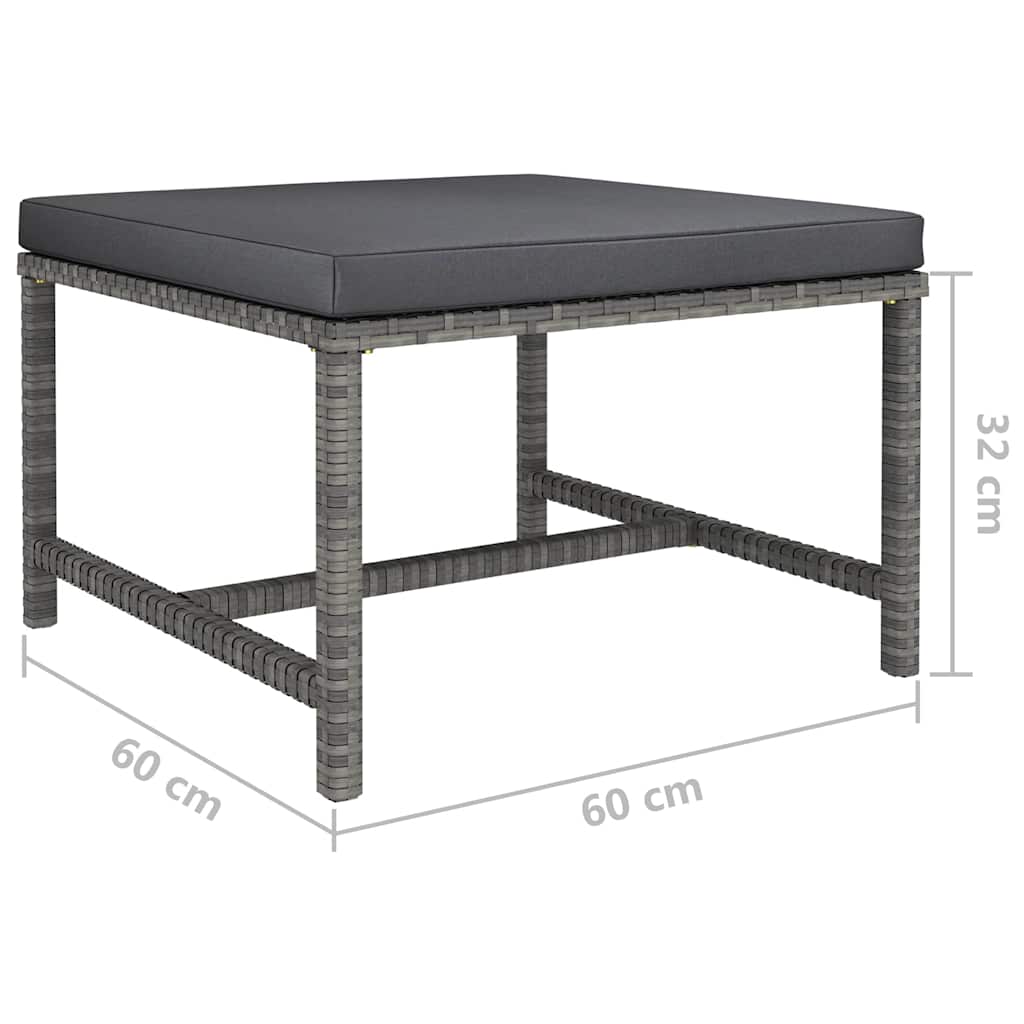 Set Divani da Giardino 8 pz con Cuscini in Polyrattan Grigio