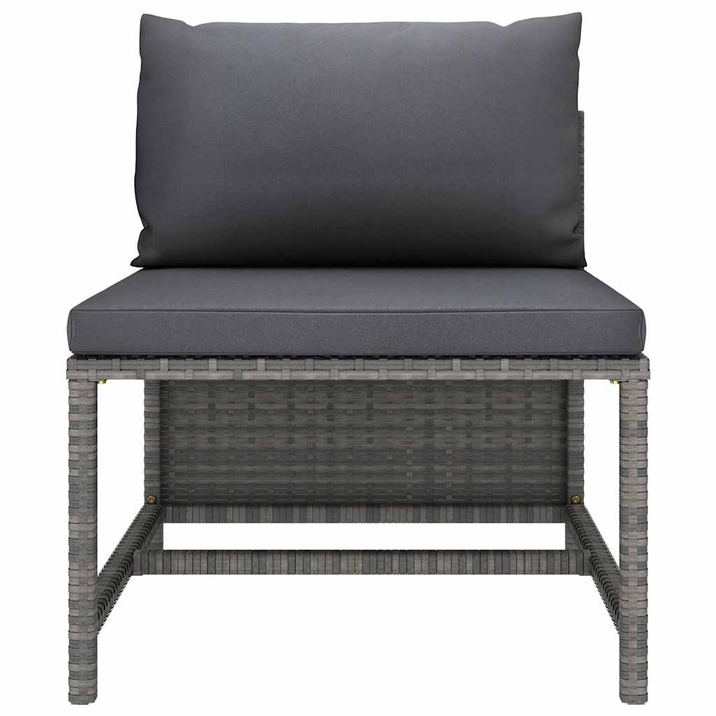 Set Divani da Giardino 8 pz con Cuscini in Polyrattan Grigio