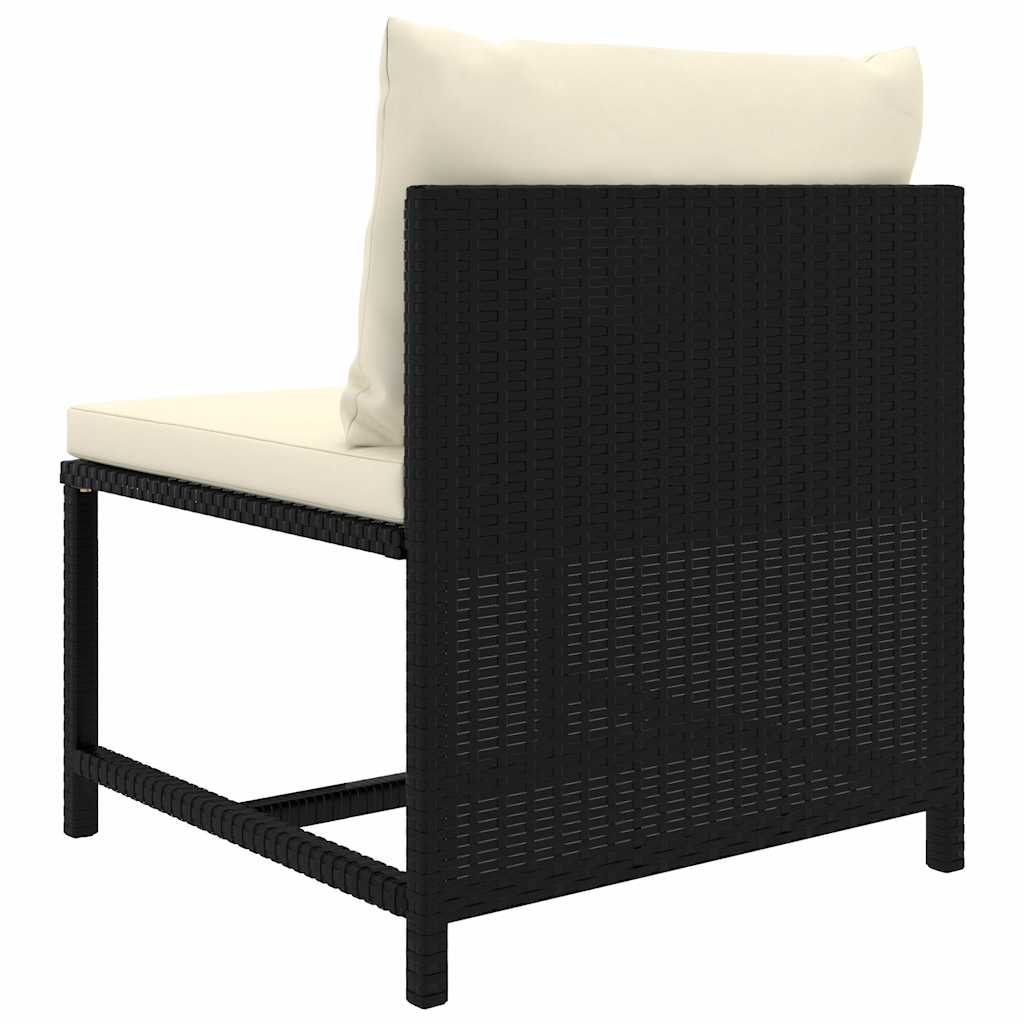 Set Divani da Giardino 10 pz con Cuscini in Polyrattan Nero