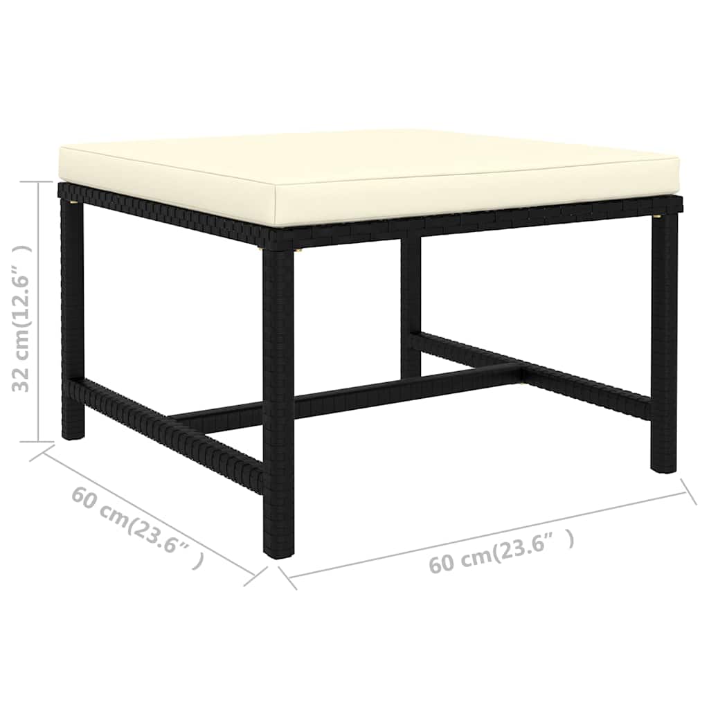 Set Divani da Giardino 10 pz con Cuscini in Polyrattan Nero