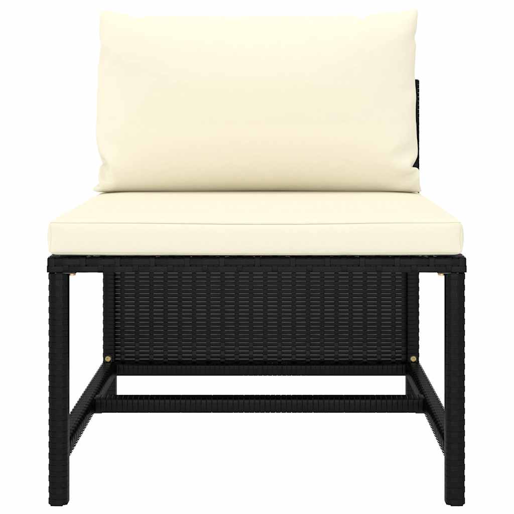 Set Divani da Giardino 10 pz con Cuscini in Polyrattan Nero