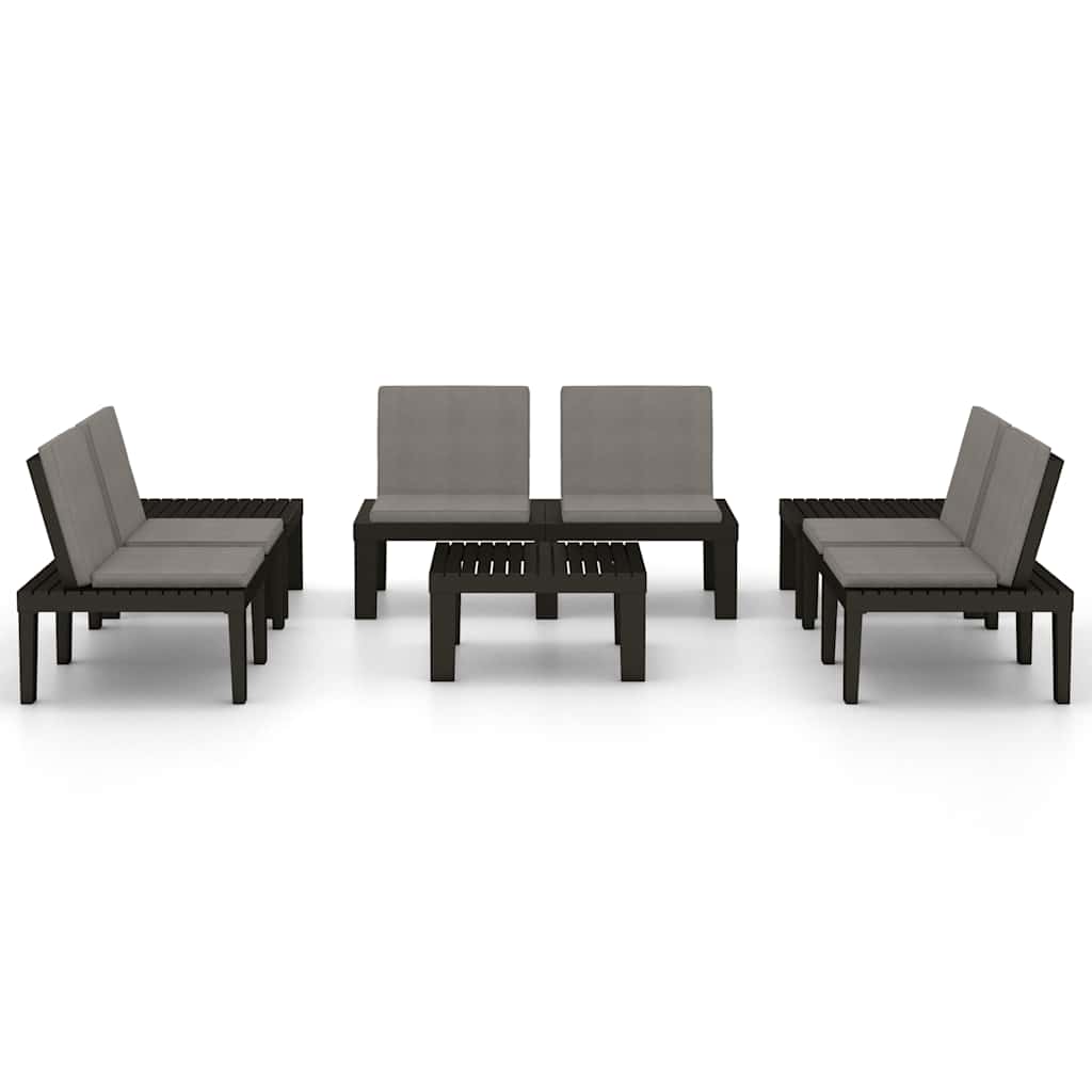 Set Divani da Giardino con Cuscini 6 pz in Plastica Grigio