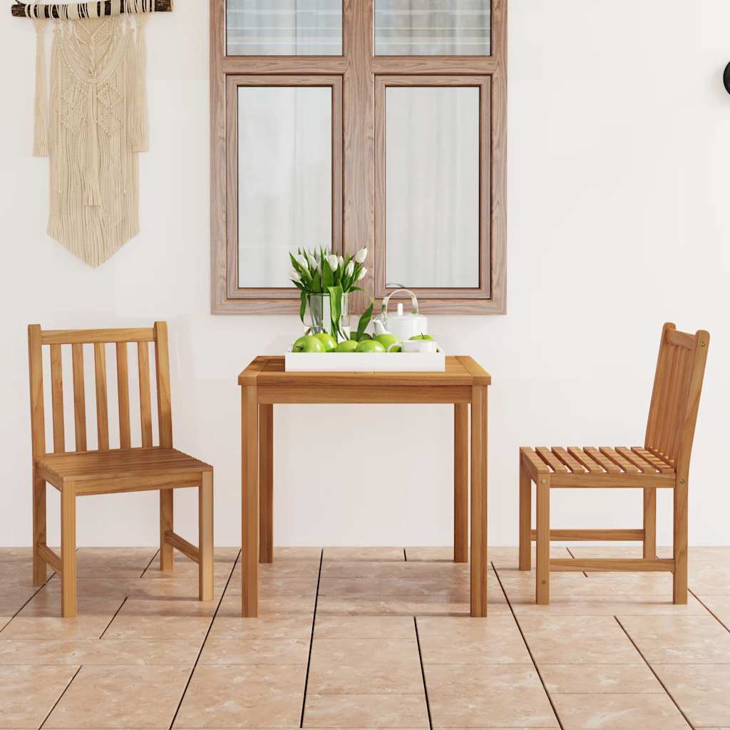 Set da pranzo da giardino 3 pz 80x80 cm Legno Massello di Teak