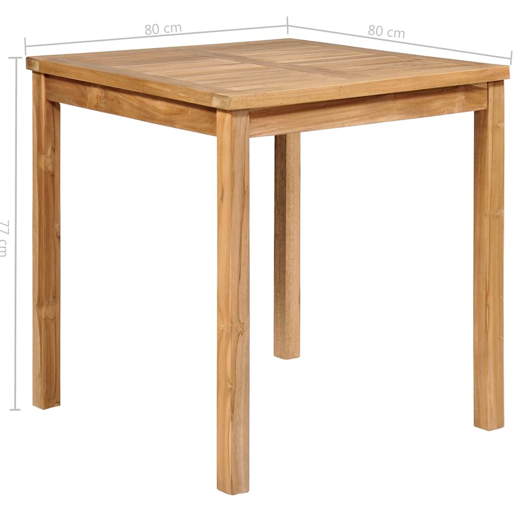Set da pranzo da giardino 3 pz 80x80 cm Legno Massello di Teak
