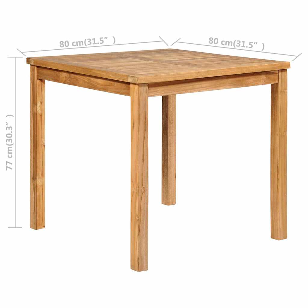 Set da pranzo da giardino 3 pz 80x80 cm Legno Massello di Teak