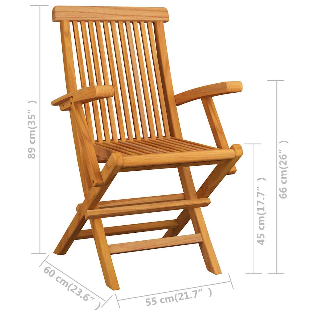 Set da Pranzo da Giardino 5 pz Pieghevole in Massello di Teak