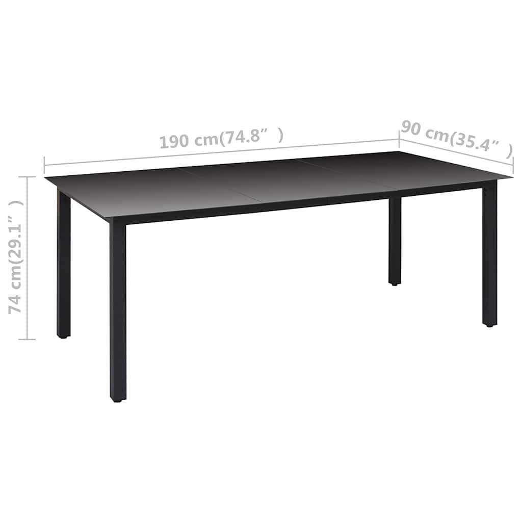 Set da Pranzo da Giardino 7 pz Nero