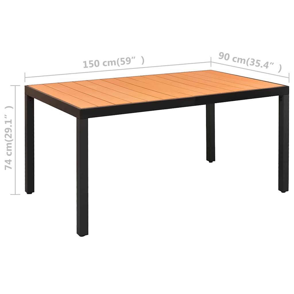 Set da Pranzo da Giardino 7 pz Nero e Marrone