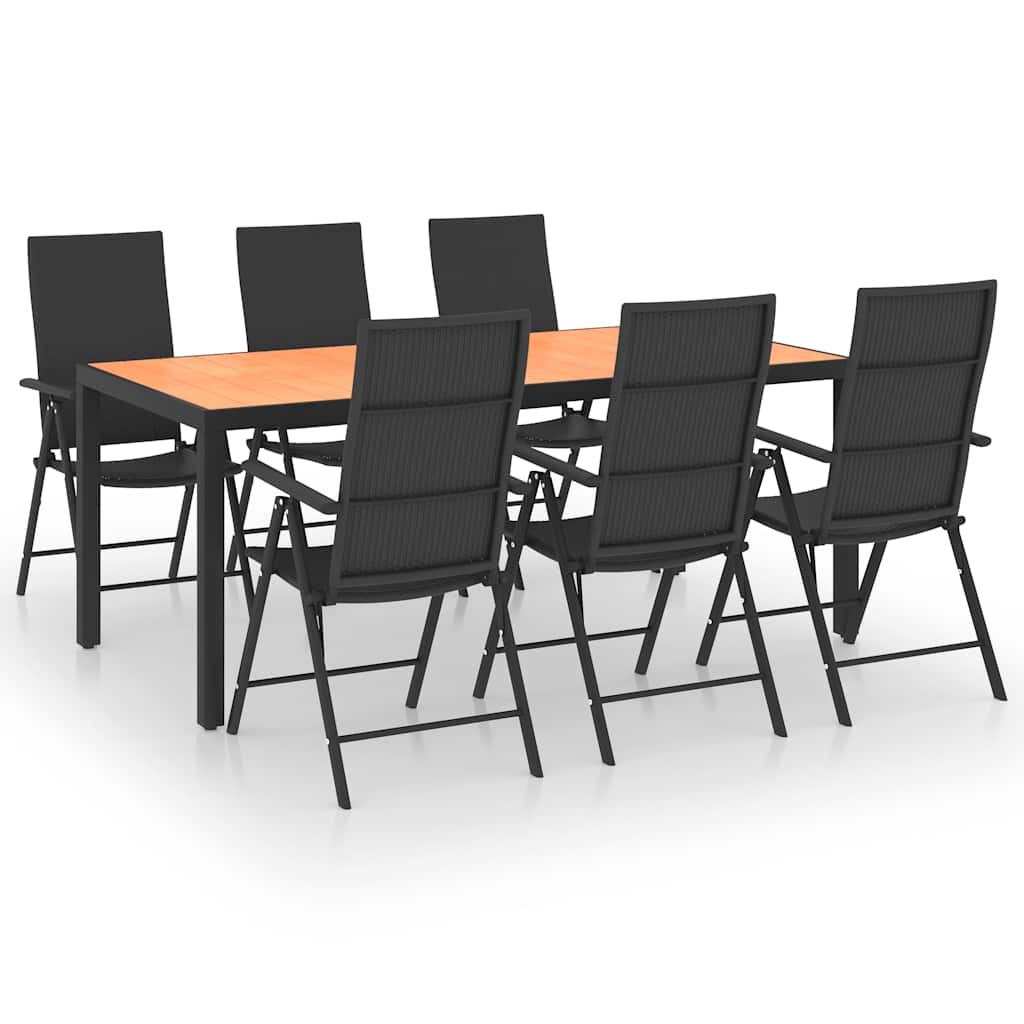 Set da Pranzo da Giardino 7 pz Nero e Marrone