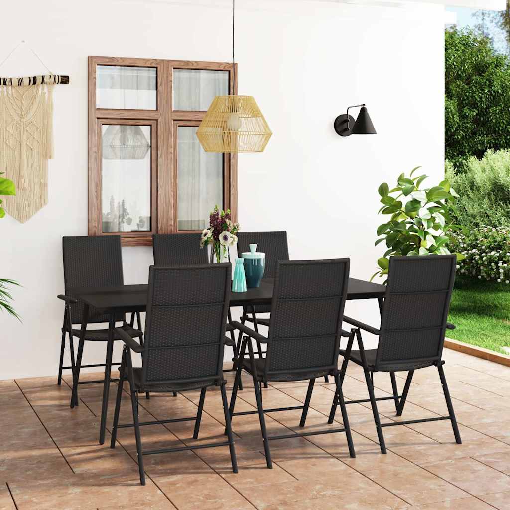 Set da Pranzo da Giardino 7 pz Nero