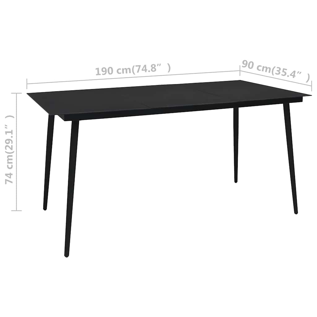 Set da Pranzo da Giardino 7 pz Nero