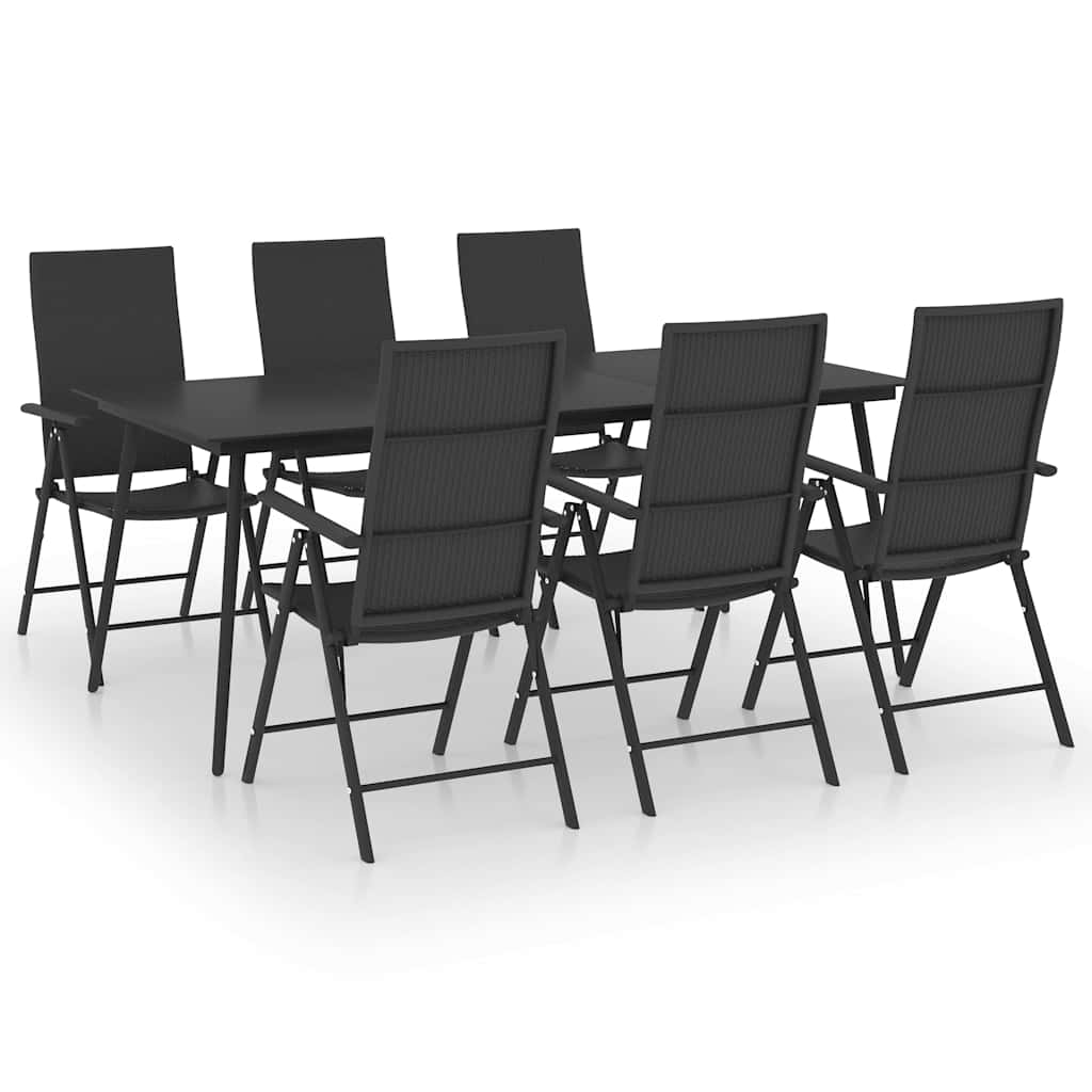 Set da Pranzo da Giardino 7 pz Nero