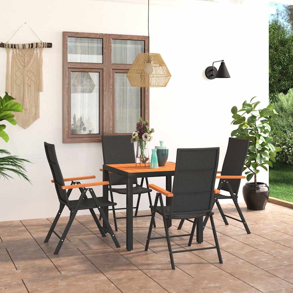 Set da Pranzo da Giardino 5 pz Nero e Marrone