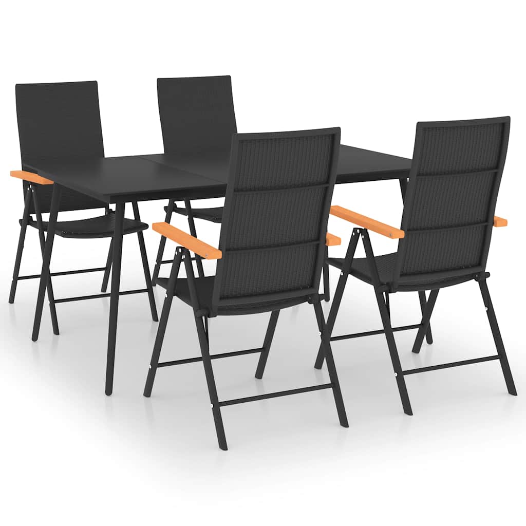 Set da Pranzo da Giardino 5 pz Nero e Marrone