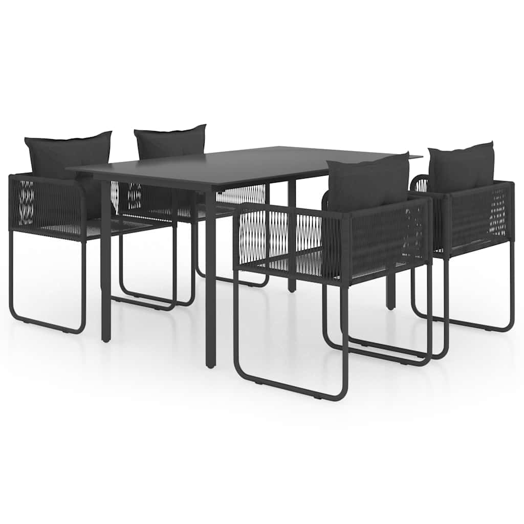 Set da Pranzo da Giardino 5 pz in Rattan PVC Nero