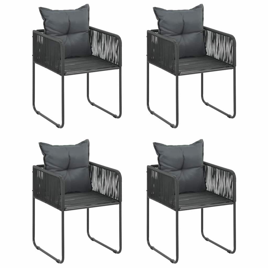 Set da Pranzo da Giardino 5 pz in Rattan PVC Nero