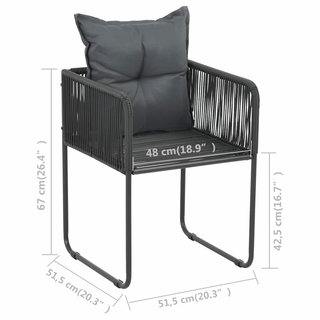 Set da Pranzo da Giardino 5 pz in Rattan PVC Nero
