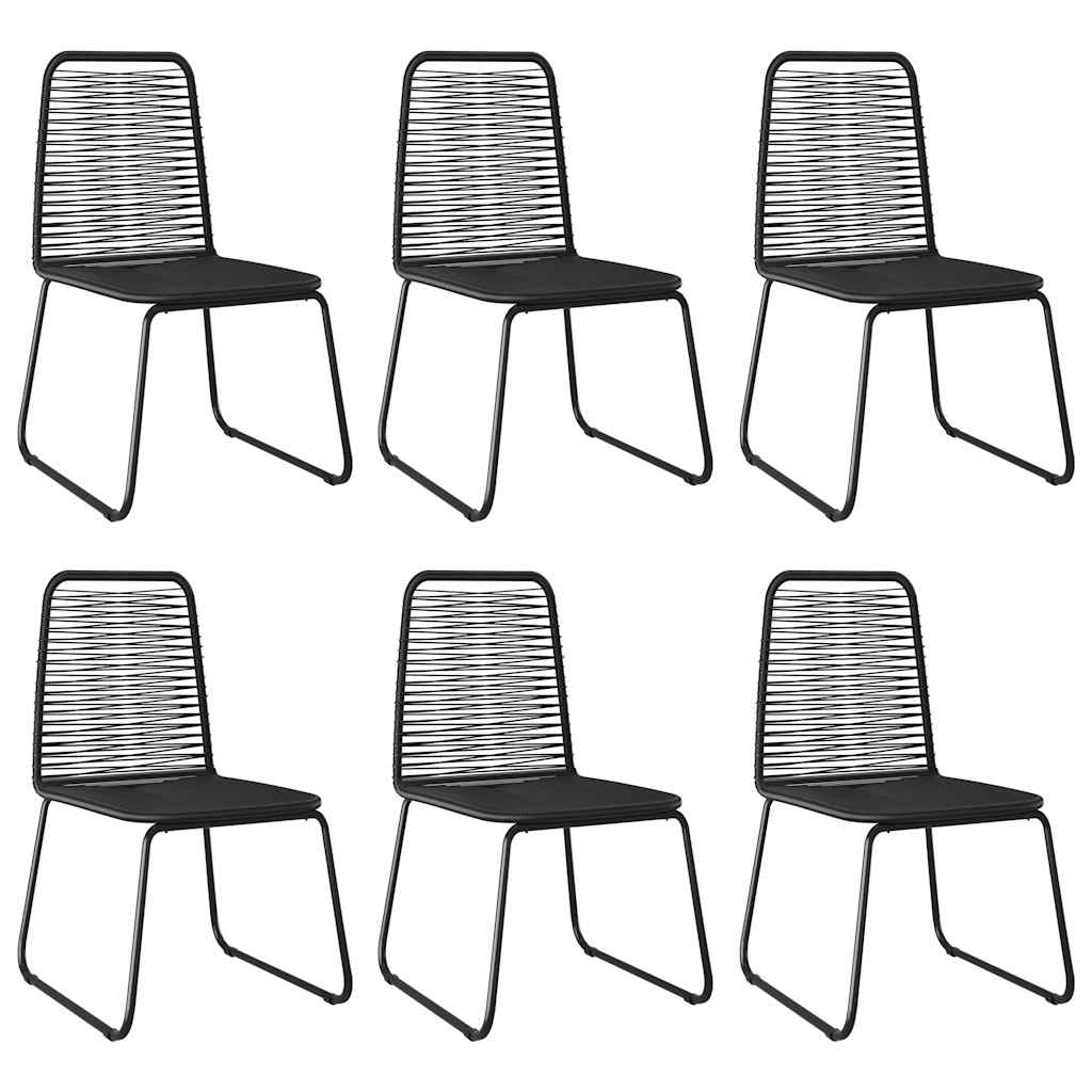 Set da Pranzo da Giardino 7 pz in Rattan PVC Nero