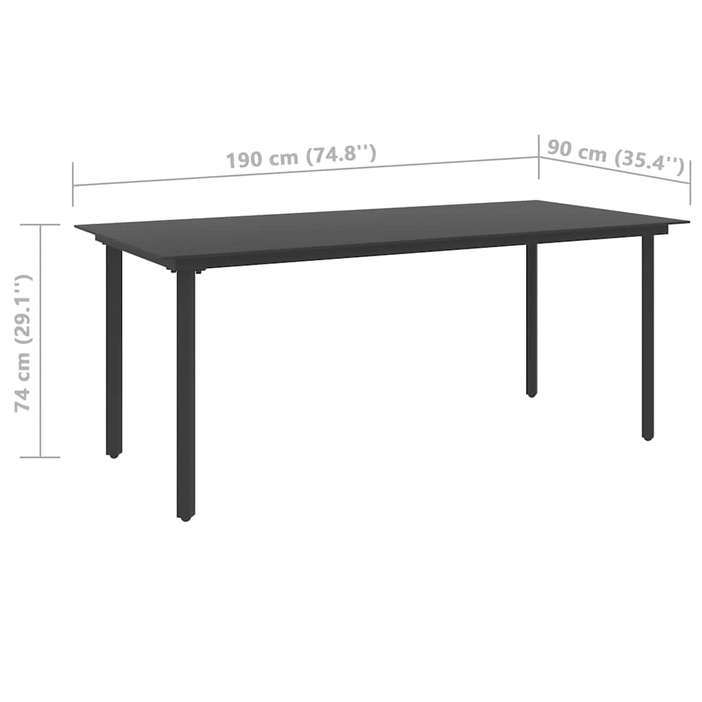 Set da Pranzo da Giardino 7 pz in Rattan PVC Nero