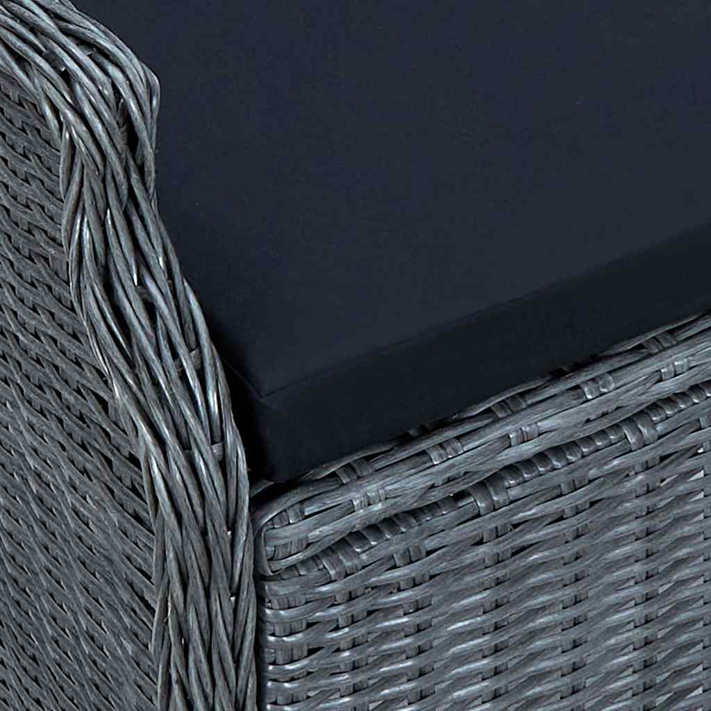 Set Divani da Giardino 3 pz con Cuscini Polyrattan Grigio Scuro