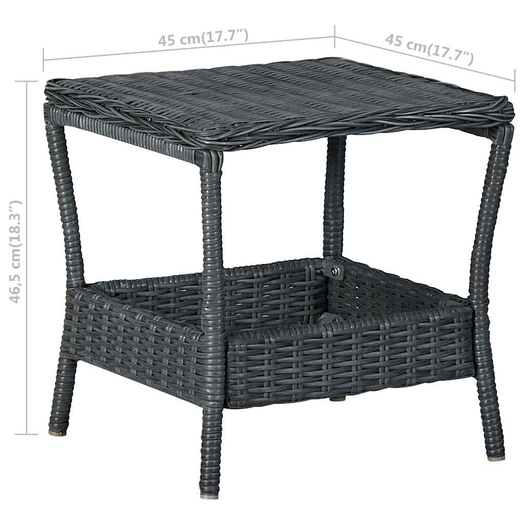 Set Divani da Giardino 3 pz con Cuscini Polyrattan Grigio Scuro
