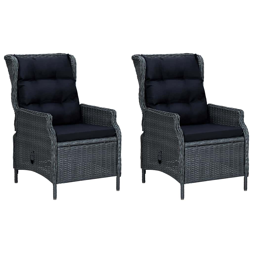 Set Divani da Giardino 3 pz con Cuscini Polyrattan Grigio Scuro