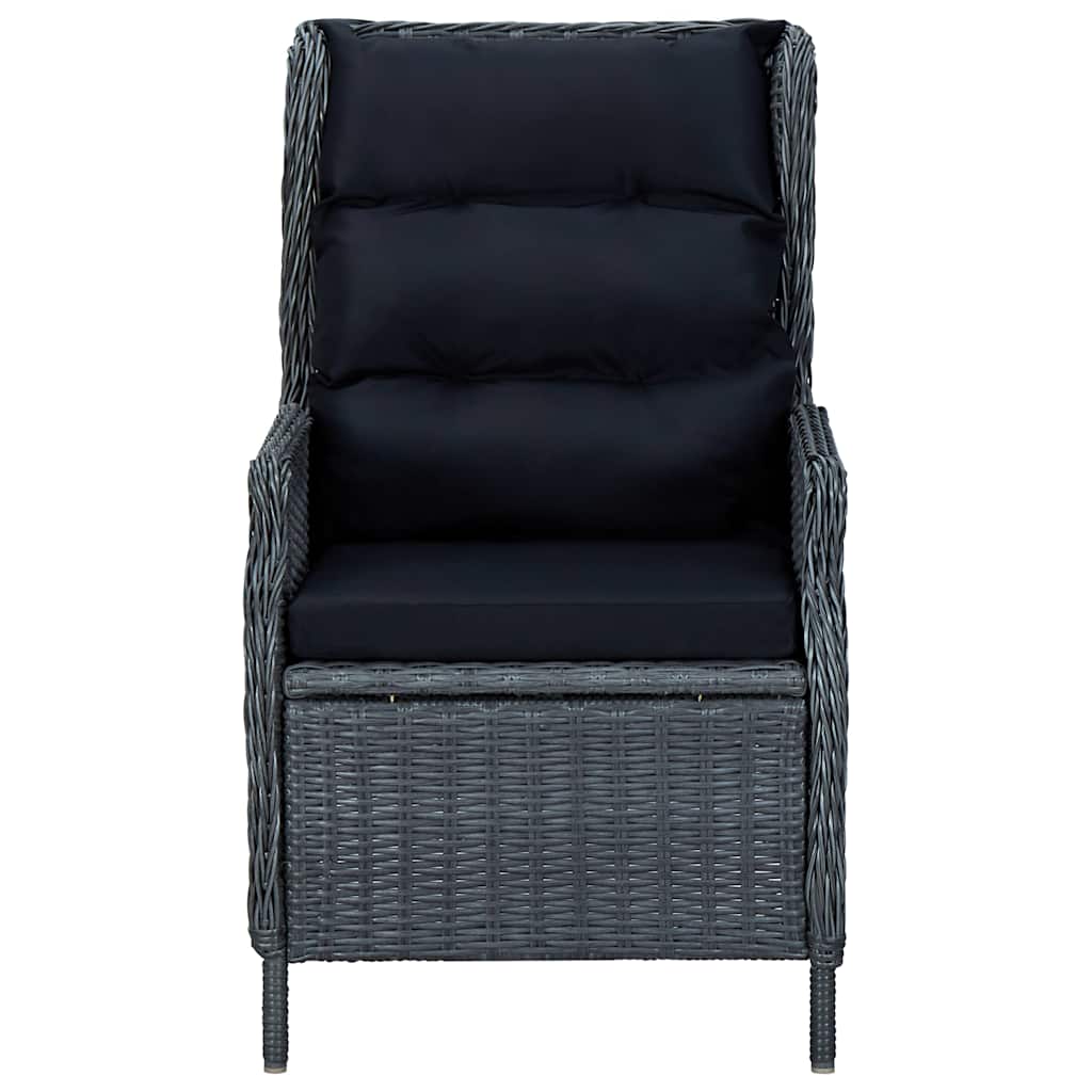 Set Divani da Giardino 3 pz con Cuscini Polyrattan Grigio Scuro