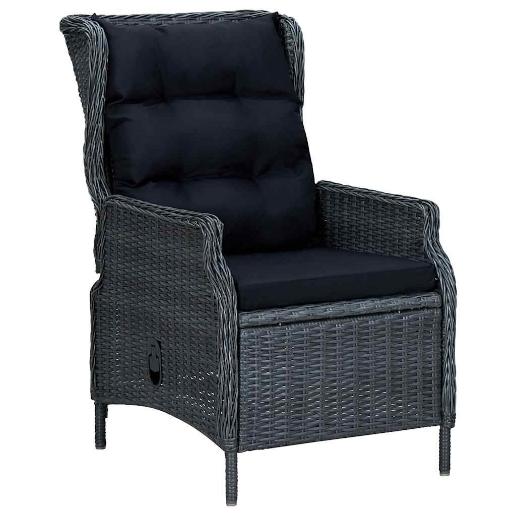 Set Divani da Giardino 3 pz con Cuscini Polyrattan Grigio Scuro