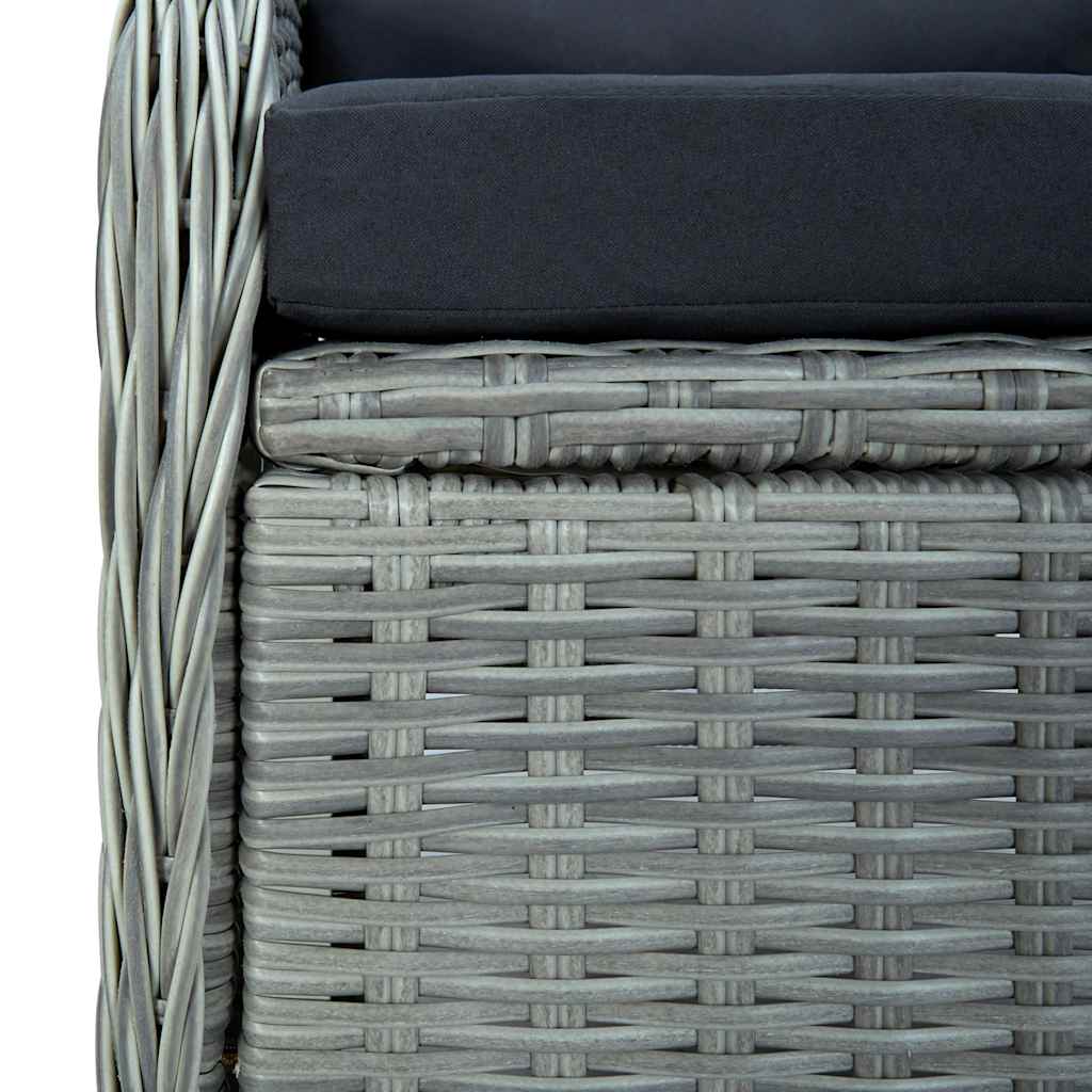 Set Divani da Giardino 3pz con Cuscini Polyrattan Grigio Chiaro