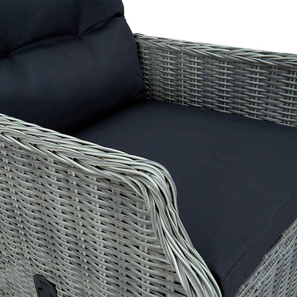 Set Divani da Giardino 3pz con Cuscini Polyrattan Grigio Chiaro