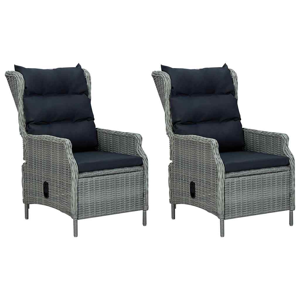 Set Divani da Giardino 3pz con Cuscini Polyrattan Grigio Chiaro