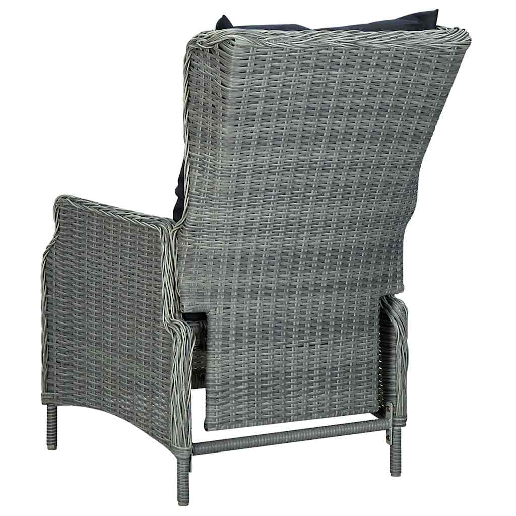 Set Divani da Giardino 3pz con Cuscini Polyrattan Grigio Chiaro