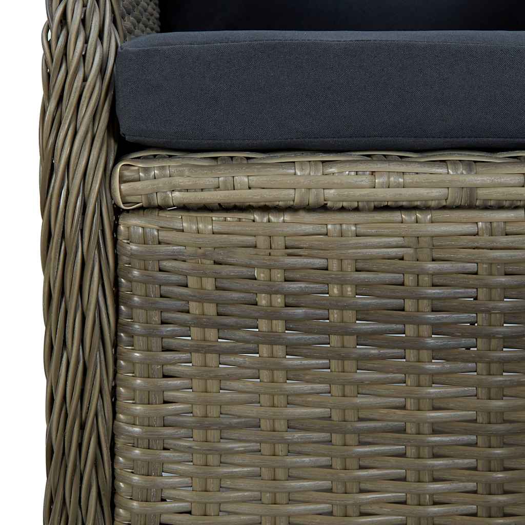 Set Divani da Giardino 3 pz con Cuscini in Polyrattan Marrone