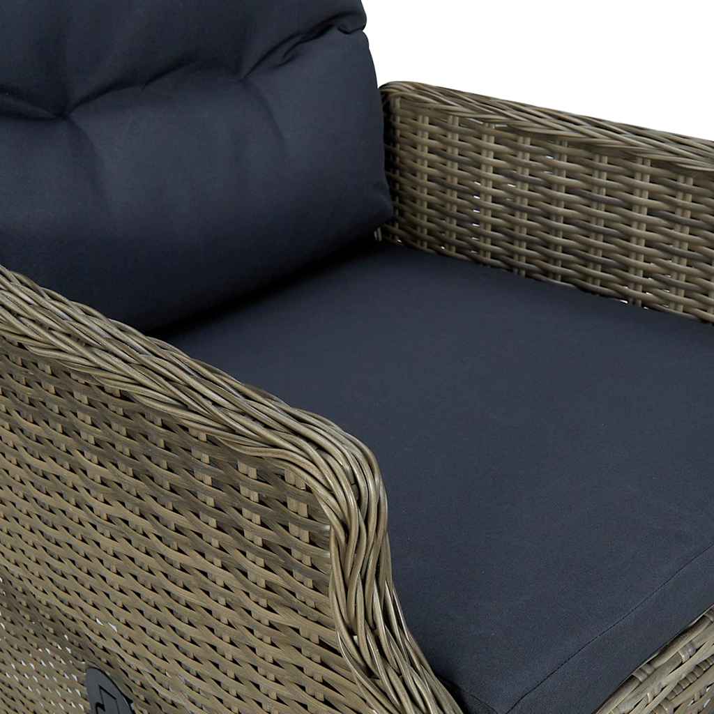 Set Divani da Giardino 3 pz con Cuscini in Polyrattan Marrone