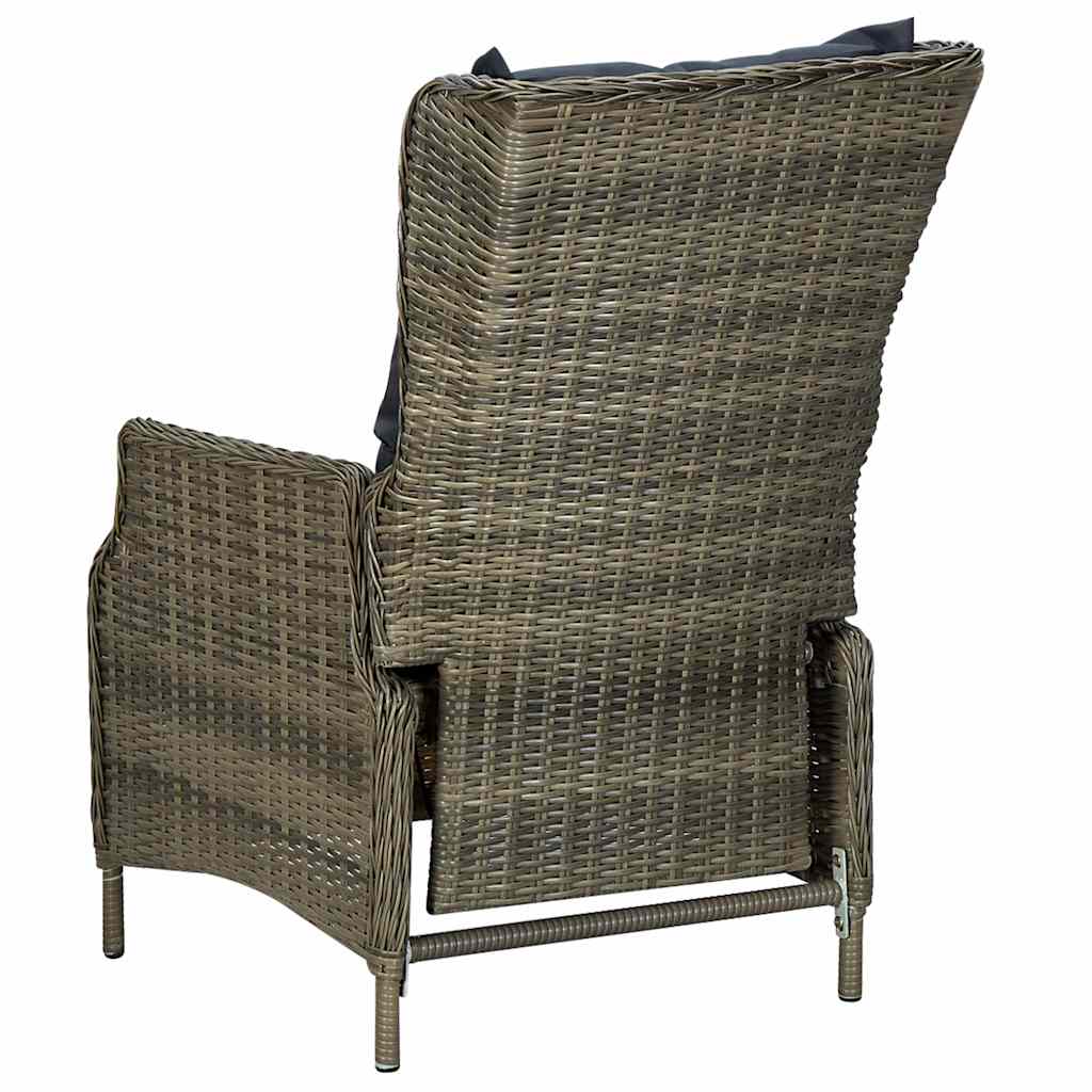 Set Divani da Giardino 3 pz con Cuscini in Polyrattan Marrone