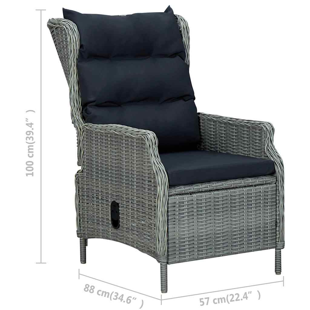 Set Divani da Giardino 3pz con Cuscini Polyrattan Grigio Chiaro