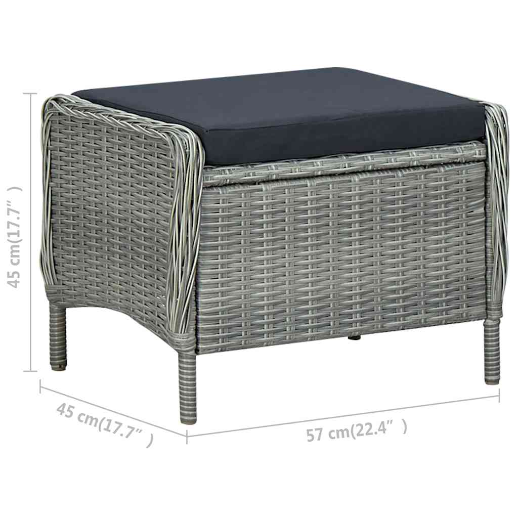 Set Divani da Giardino 3pz con Cuscini Polyrattan Grigio Chiaro
