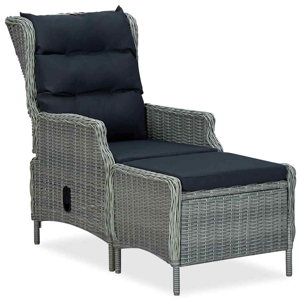 Set Divani da Giardino 3pz con Cuscini Polyrattan Grigio Chiaro