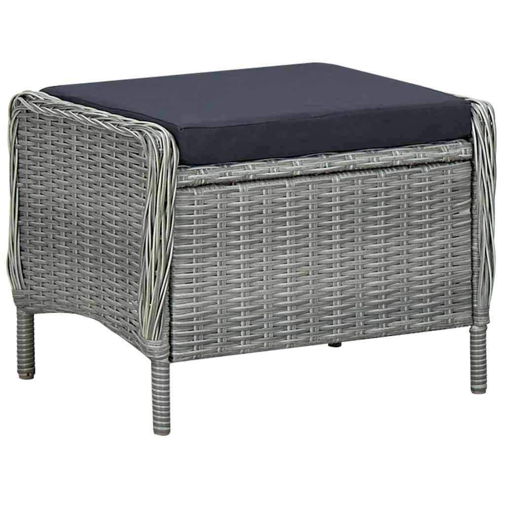Set Divani da Giardino 3pz con Cuscini Polyrattan Grigio Chiaro
