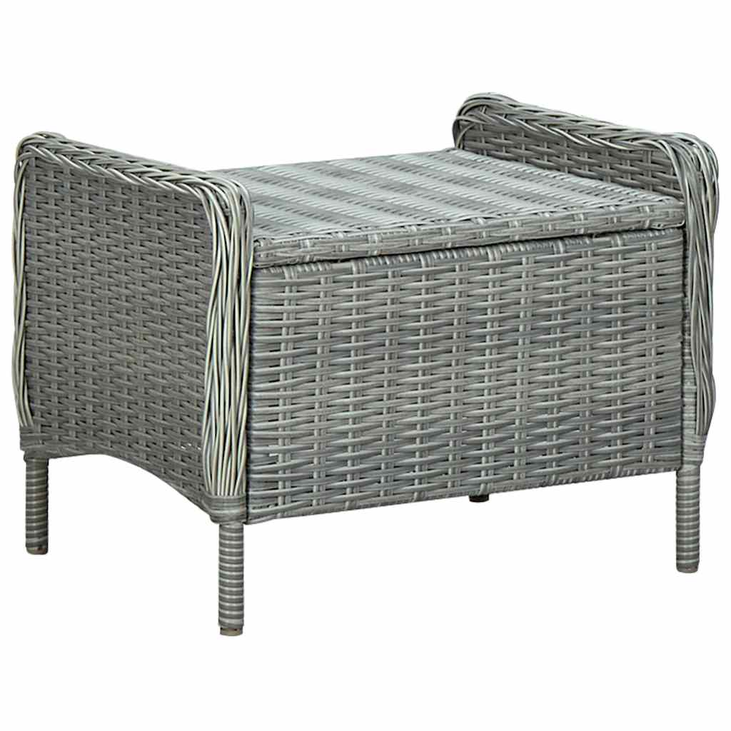 Set Divani da Giardino 3pz con Cuscini Polyrattan Grigio Chiaro